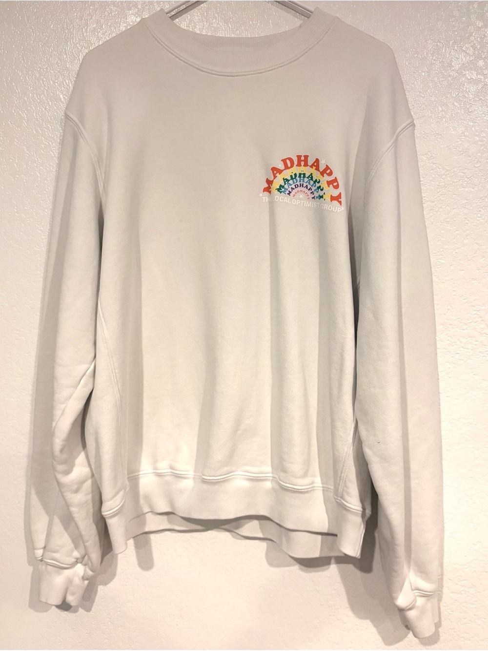 Madhappy Ecru/ Off-White Crewneck Sweatshirt with Rainbow Logo